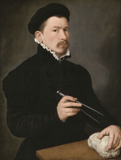 Portrait of a Sculptor, possibly Johan Gregor van der Schardt, mid 16th century. Creator: Nicolas Neufchatel.
