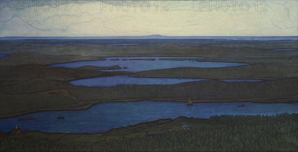 Over Forest and Lake, 1908. Creator: Otto Hesselbom.