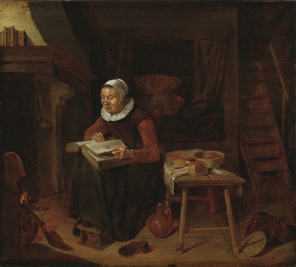 Old Woman Reading the Bible, 1663. Creator: Gerritsz Quiringh van Brekelenkam.