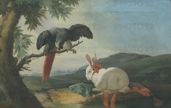 Parrot and Rabbit, 1750s. Creator: Johan Pasch.
