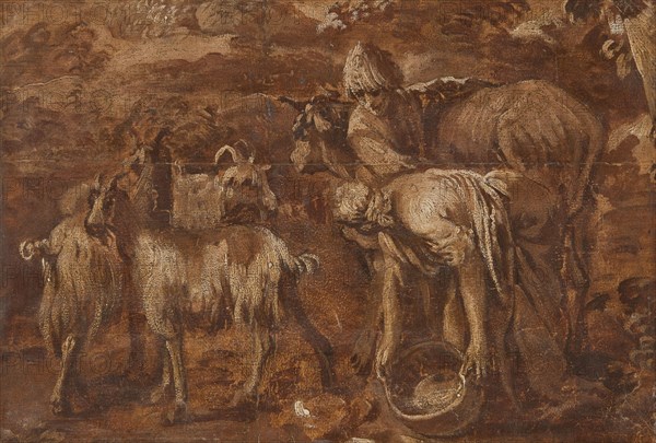 Peasants and Cattle. Study, c17th century. Creator: Unknown.