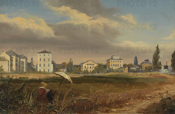 Plein Air Painter at the Outskirts of the City,  c.1840. Creator: Eugen Friedrich Peipers.