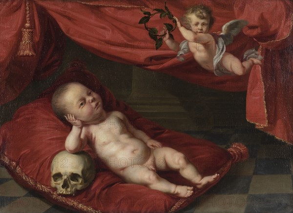 Portrait of deceased boy with vanitas motif, 17th century. Creator: Unknown.