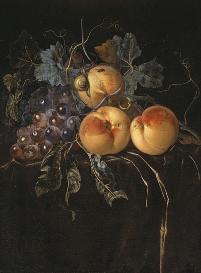 Still Life with Peaches and Grapes. Creator: Willem van Aelst.