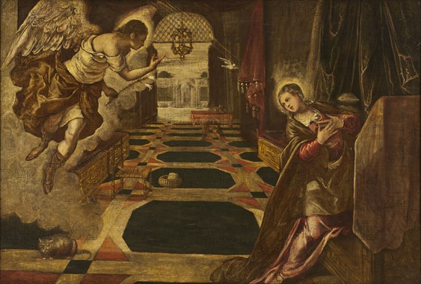 The Annunciation. Creator: Workshop of Tintoretto.