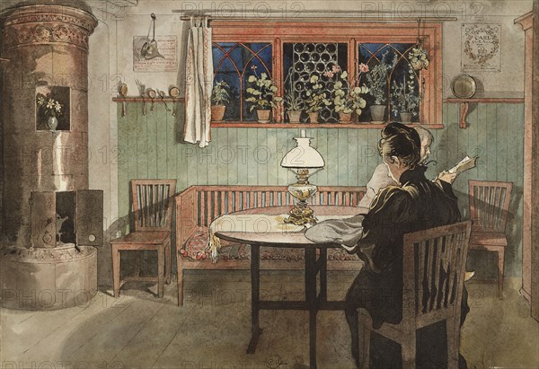 When the Children have Gone to Bed. From A Home (26 watercolours), c1900s. Creator: Carl Larsson.