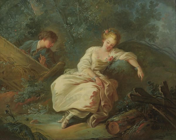 Young Couple in a Landscape, c18th century. Creator: Jean Baptiste Marie Huet.