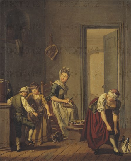 Women in a Kitchen, late 18th century. Creator: Per Hillestrom.