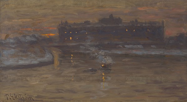 Winter Night by the Stockholm Strom, c1900s. Creator: Per Ekstrom.