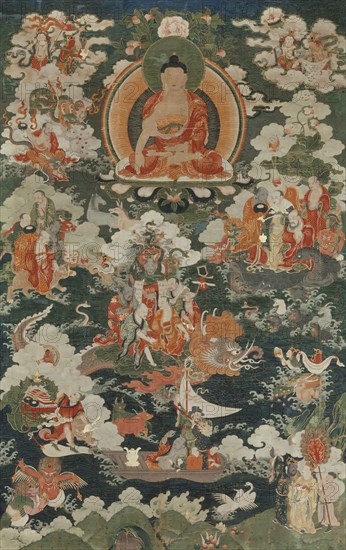 Buddha Shakyamuni and the Eighteen Arhats, 18th century. Creator: Anon.