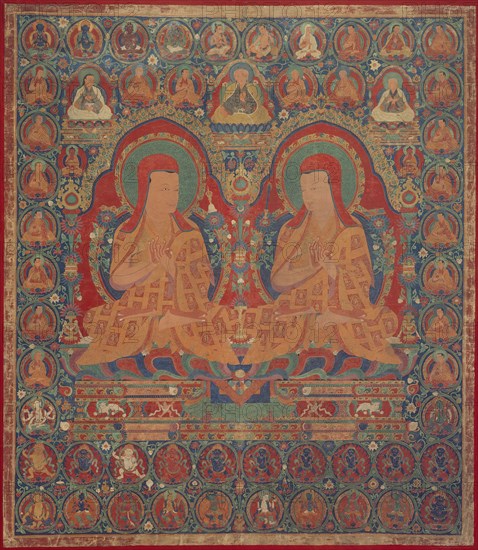 Kunga Wangcuk (1424-1478) and Sonam Senge (1429-1489), The Fourth and..., between 1475 and 1500. Creator: Anon.