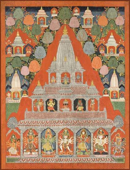Shaiva Shrines in a Landscape (image 1 of 3), between 1700 and 1725. Creator: Anon.