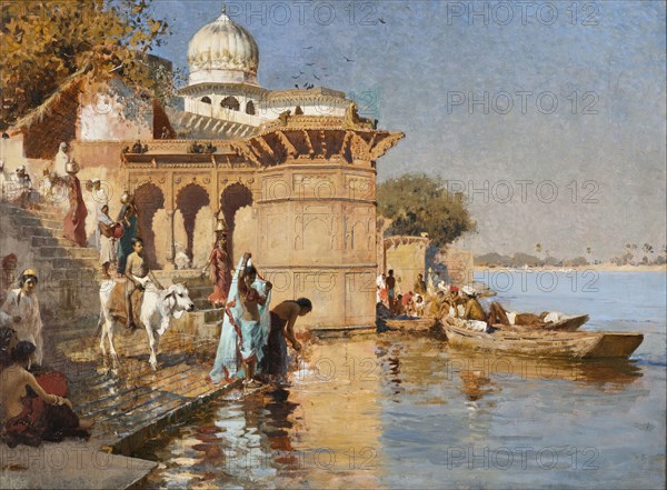 Along the Ghats, Mathura, c1880. Creator: Edwin Lord Weeks.