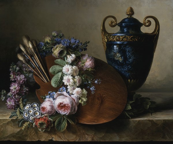 Still life. An Homage to Van Spaendonck, between c1780 and c1790. Creator: Marquise de Grollier.