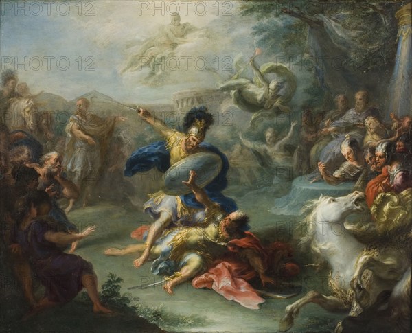 The Fight between Aeneas and King Turnus, from Virgil’s Aeneid, c1700. Creator: Giacomo del Po.