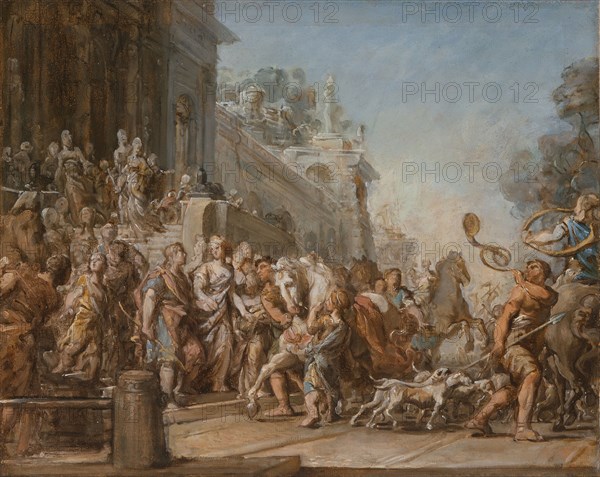 The Departure of Dido and Aeneas for the Hunt, between 1772 and 1774. Creator: Jean Bernard Restout.