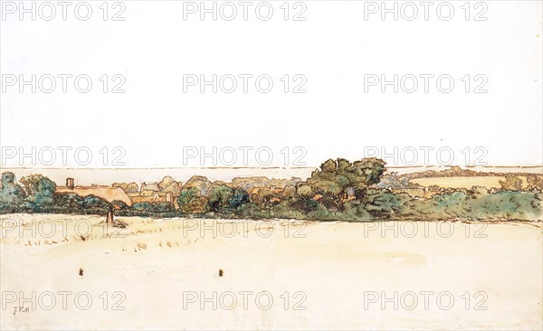 Panoramic Landscape: The Village of Gruchy, between c1866 and c1871. Creator: Jean Francois Millet.