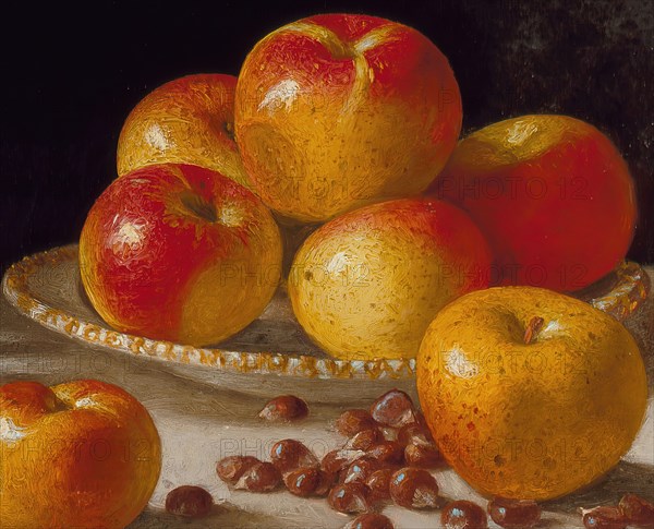 Still Life, Apples and Chestnuts, 1859. Creator: John F. Francis.