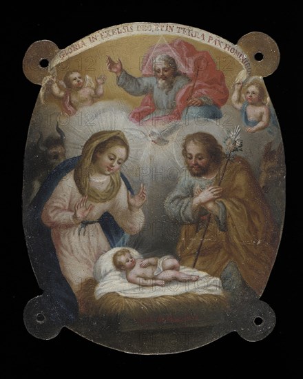 Badge with Adoration of the Shepherds (Escudo con la adoración de los pastores), c1770. Creator: Jose Paez.