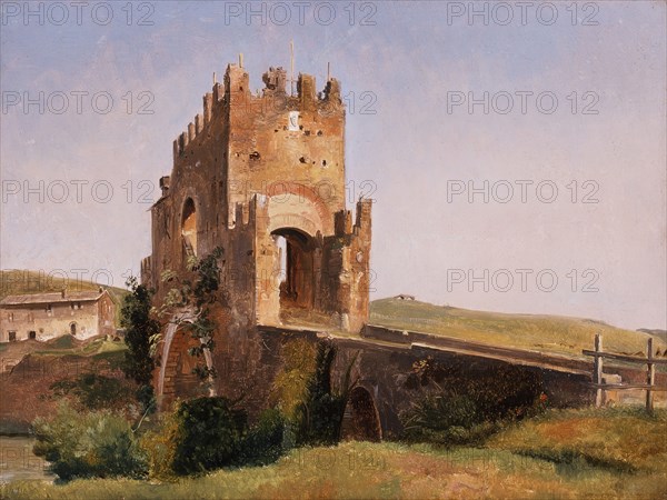 View of the Ponte Nomentano (Roman Campagna), c1837. Creator: Pierre-Nicolas Brisset.