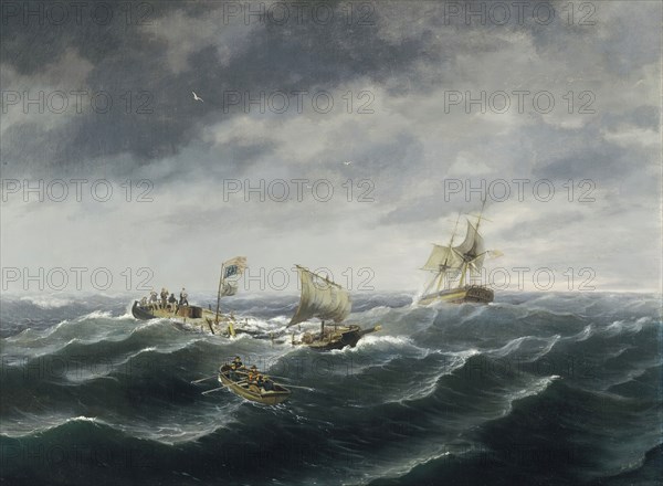 Loss of the Schooner 'John S. Spence' of Norfolk, Virginia, 2d view-Rescue of the Survivors..., 1833 Creator: Thomas Birch.