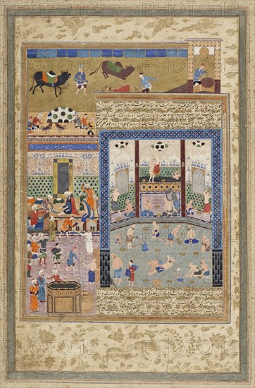Firdawsi Receiving Wages in a Bathhouse..., between c1550 and c1575. Creator: Unknown.