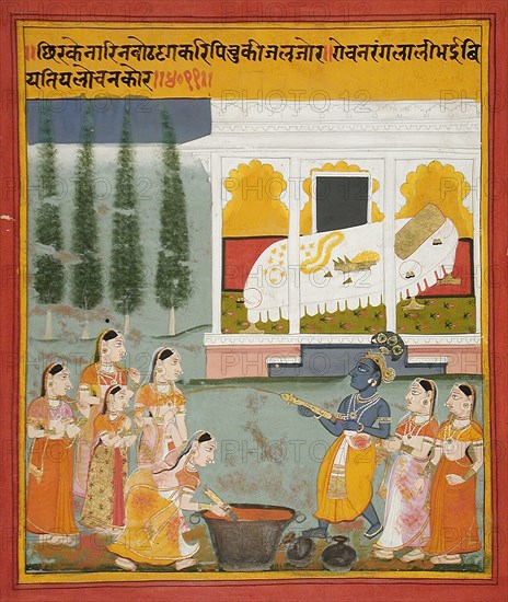 Krishna and Gopis Celebrating the Holi Festival, between c1700 and c1720. Creator: Unknown.