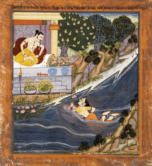 Sohni Swims to Meet Her Lover Mahinwal, between c1750 and c1775. Creator: Unknown.