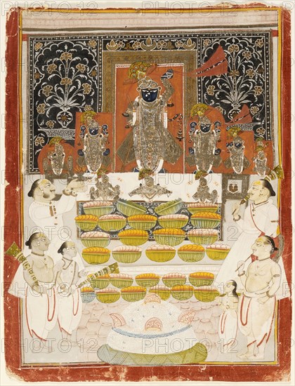 Commemorative Portrait of Damodarji II (1797-1826) Performing the Ceremony... in 1822. Creator: Unknown.