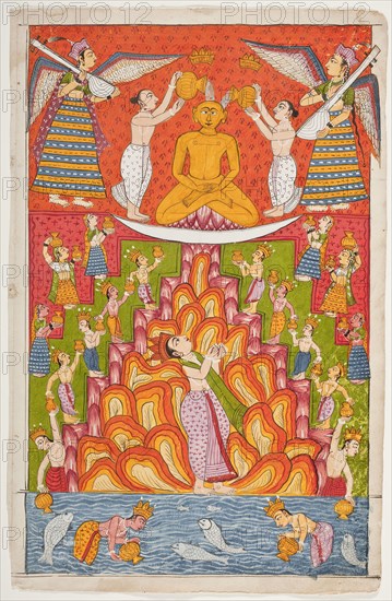 Lustration of a Jina Rishabhanatha (Adinatha), Folio from a Bhaktamara..., between c1800 and c1825. Creator: Unknown.