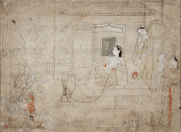 Maharani Mandial of Guler at Leisure, between c1760 and c1770. Creator: Unknown.