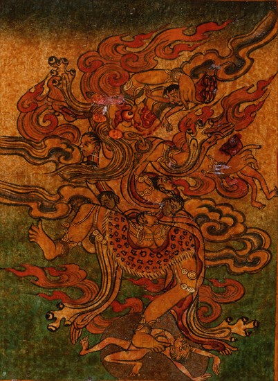 Form of Palden Lhamo (?), Nyingmapa Buddhist or Bon Ritual Card, 18th-19th century. Creator: Unknown.