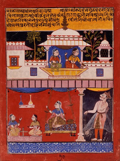 The Heroine with Her Devoted Lover (Parakiya Svadhina Patika)..., between c1640 and c1650. Creator: Unknown.