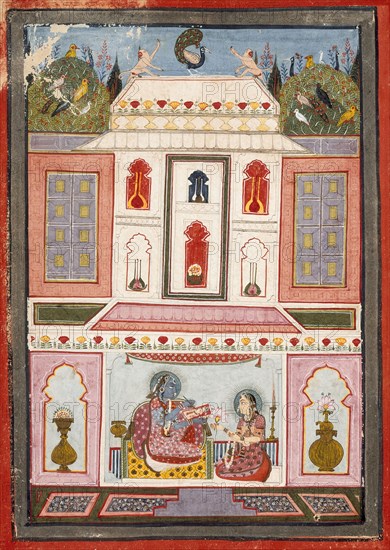 Dhanashri Ragini, First Wife of Dipak Raga, Folio from a Ragamala (Garland of Melodies), c1700. Creator: Unknown.