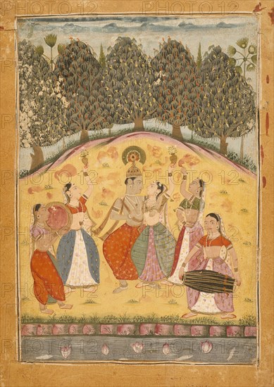 Vasanta Ragini, Second Wife of Dipak Raga, Folio from a Ragamala (Garland..., 1700 or earlier. Creator: Unknown.