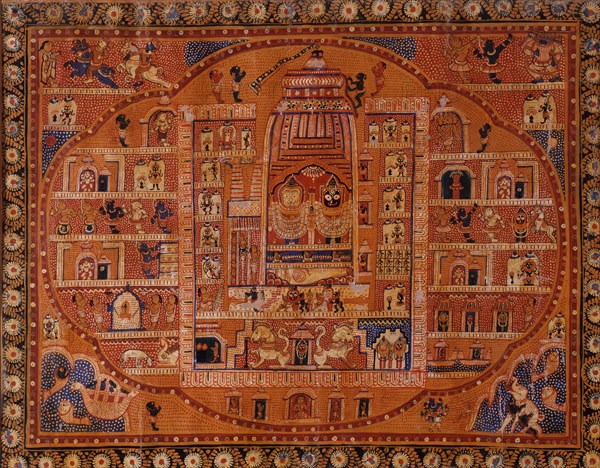Jagannatha, Balabhadra, and Subhadra in the Jagganatha Temple, between c1875 and c1900. Creator: Unknown.