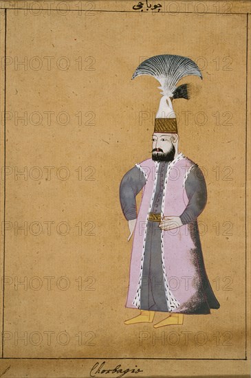 An Officer of the Janissaries (Costume Plate), early 18th century. Creator: Unknown.