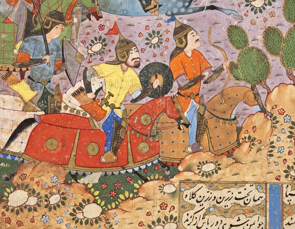 The Battle between Bahram Chubina and Sava Shah (image 2 of 9), c1560. Creator: Unknown.