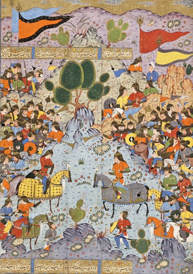 Piruz advises Nushzad not to rebel against Anushirvan (image 1 of 5), c1560. Creator: Unknown.