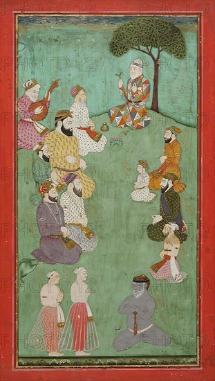 Imaginary Meeting of Guru Nanak, Mardana Sahab, and Other Sikh Gurus, c1780. Creator: Unknown.