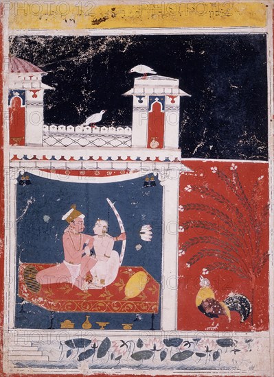 Vibhasa Ragini, Fourth Wife of Megha Raga, Folio from a Ragamala..., between c1660 and c1675. Creator: Unknown.