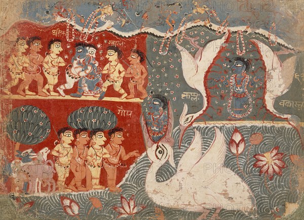 Krishna Kills the Crane Demon, Folio from a Bhagavata Purana..., between 1525 and 1550. Creator: Unknown.