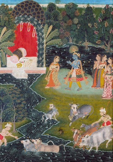 Dalliance in Vrindavan, c1725. Creator: Unknown.