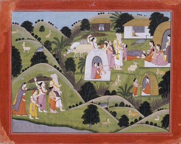 Hermitage of Valmiki, Folio from the "Nadaun" Ramayana (Adventures of Rama), c1820. Creator: Unknown.