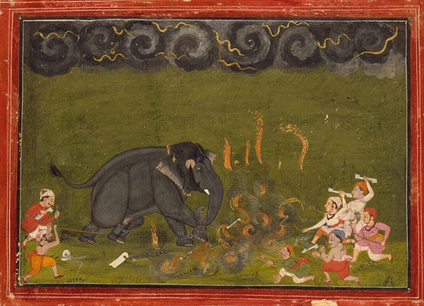 Taming of the Elephant Chanchal, 1760. Creator: Unknown.