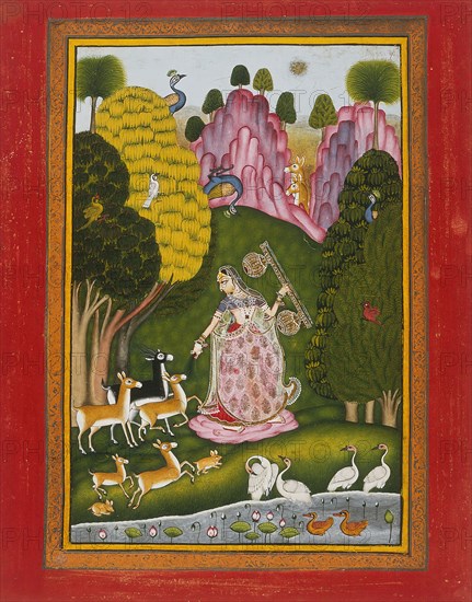 Todi Ragini, Second Wife of Hindol Raga, Folio from a Ragamala..., between c1775 and c1800. Creator: Unknown.