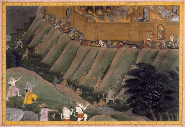 The Siege of Lanka, Folio from a Ramayana (Adventures of Rama), c1800. Creator: Unknown.