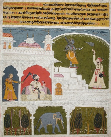 Kanhra Ragini, Third Wife of Dipak Raga, Folio from a Ragamala..., between c1700 and c1730. Creator: Unknown.