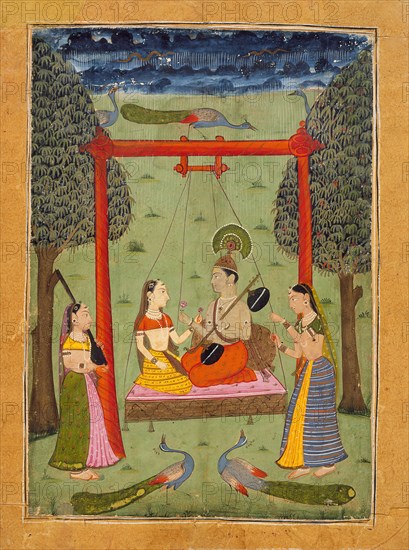 Hindola Raga, Folio from a Ragamala (Garland of Melodies), c1700 or earlier. Creator: Unknown.