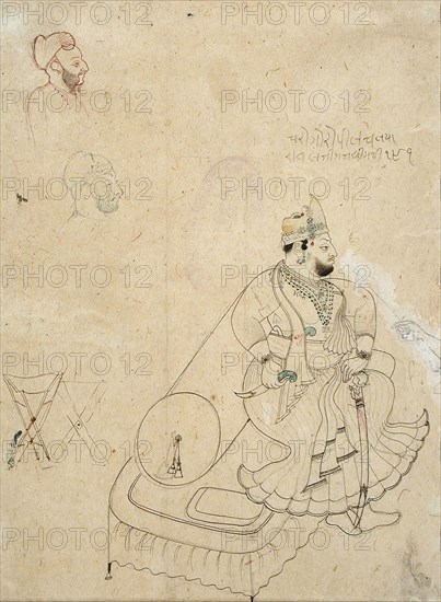 Rawal Gaj Singhji and Portrait Studies, between c1825 and c1850. Creator: Unknown.